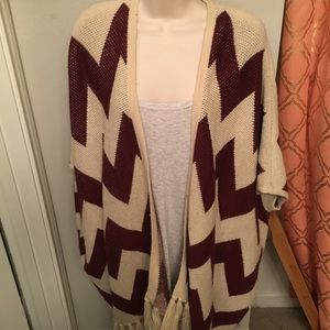 Maroon Chevron over sized Cardigan